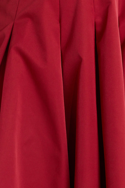 CRIMSON TWIRL WOVEN MIDI DRESS