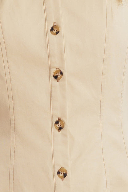 NATURE’S GENTLE SONG BEIGE WOVEN MIDI DRESS