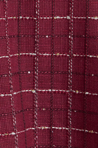 TWEED DOLL WINE WOVEN MINI DRESS