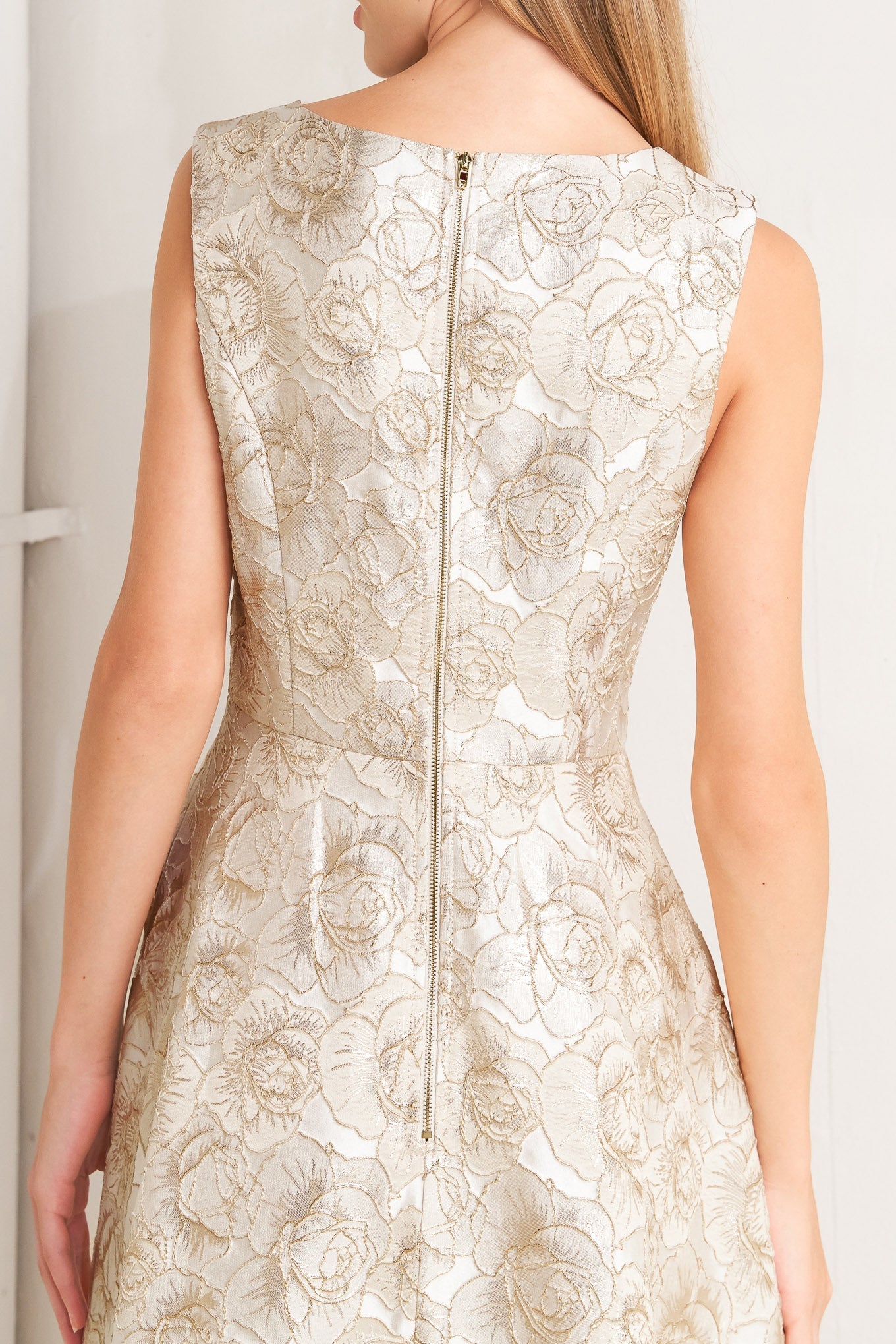 GILDED ROSE WOVEN MIDI DRESS