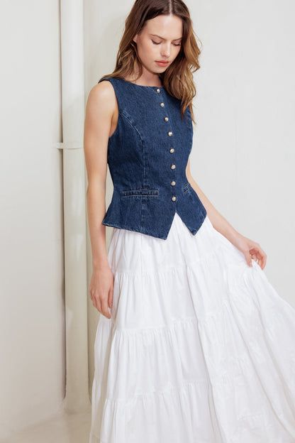 COFFEE PETAL DENIM VEST