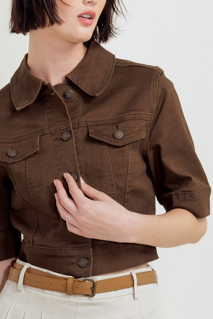 EFFORTLESS EDGE BROWN TWILL JACKET