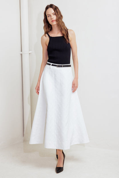 DOWNTOWN EASE WOVEN MIDI SKIRT