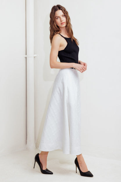 DOWNTOWN EASE WOVEN MIDI SKIRT