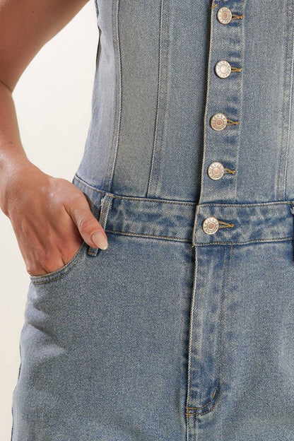 WALK WITH ME DENIM JUMPSUIT