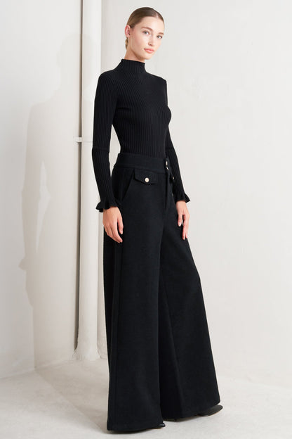 PRESTIGE VOLUME BLACK WOVEN PANTS