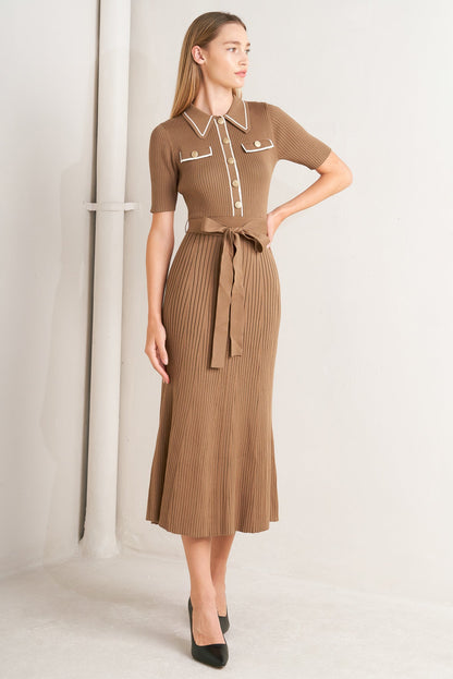 PARISIAN INSPIRED STYLE SWEATER KNIT MIDI DRESS