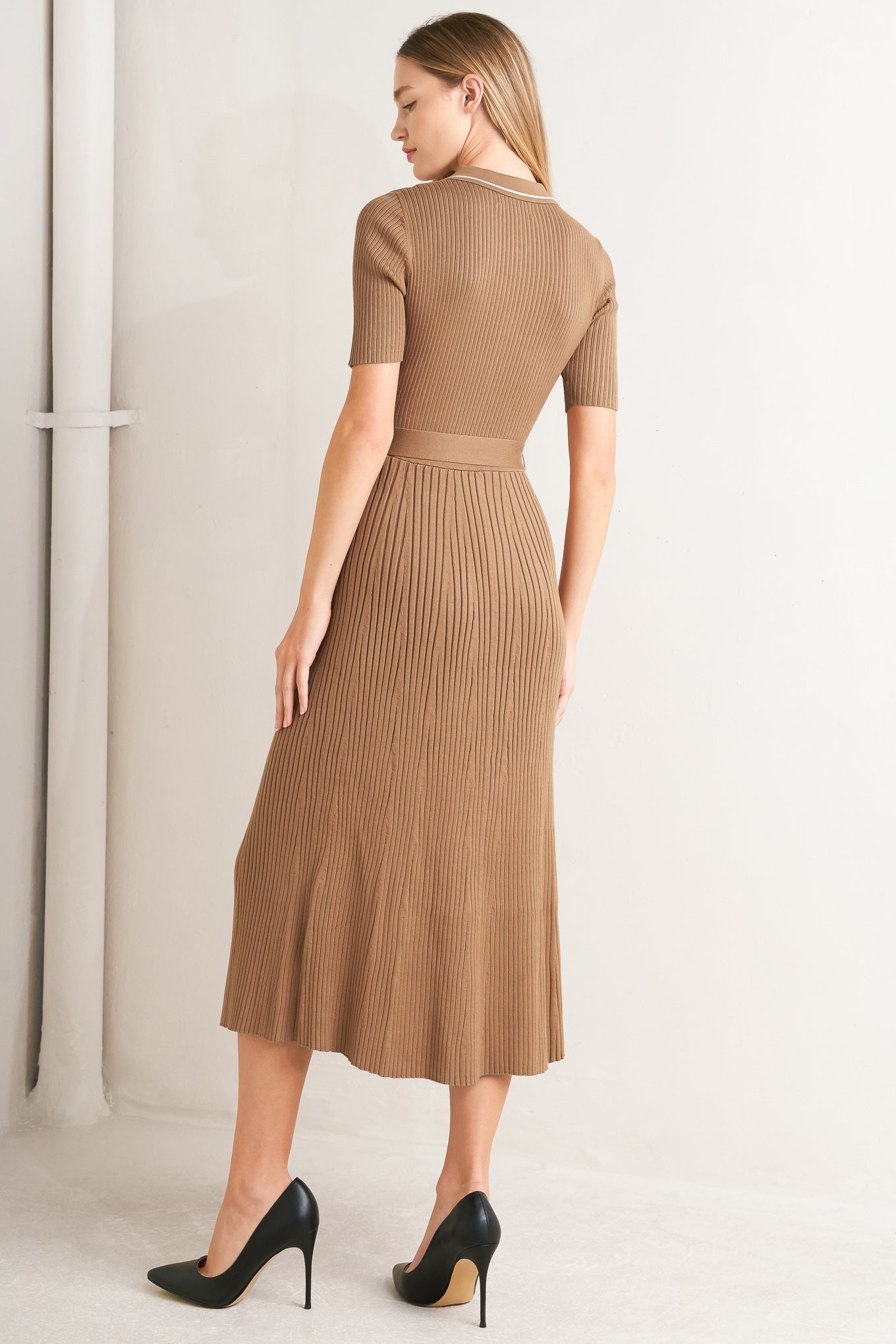 PARISIAN INSPIRED STYLE SWEATER KNIT MIDI DRESS