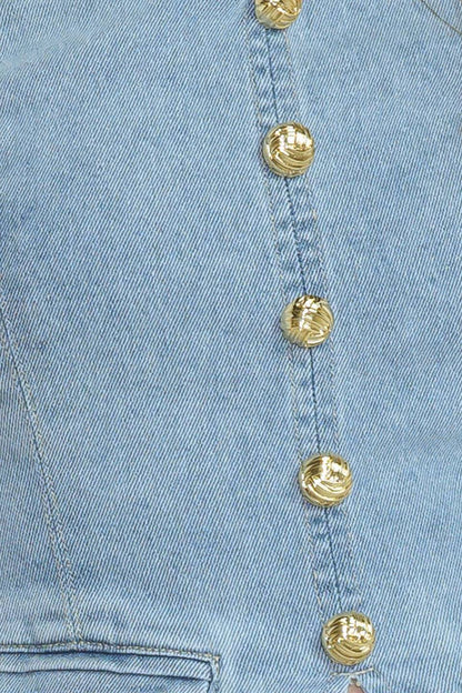 ANGEL WINGS AND CHAMOMILE DENIM TOP