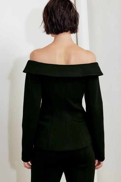 MODERN FLOW BLACK WOVEN TOP