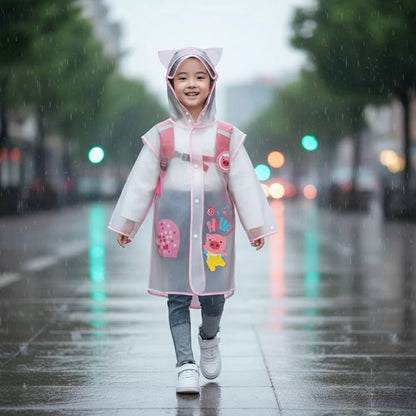 Kids' Hooded Waterproof Raincoat- Lightweight & Durable
