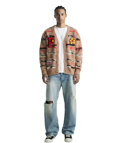 HUBBARD Men's premium sweater cardigan with embroidery & patches