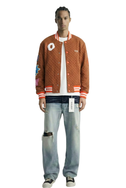 BRONCE Waffle Square Pattern Jacket with patches