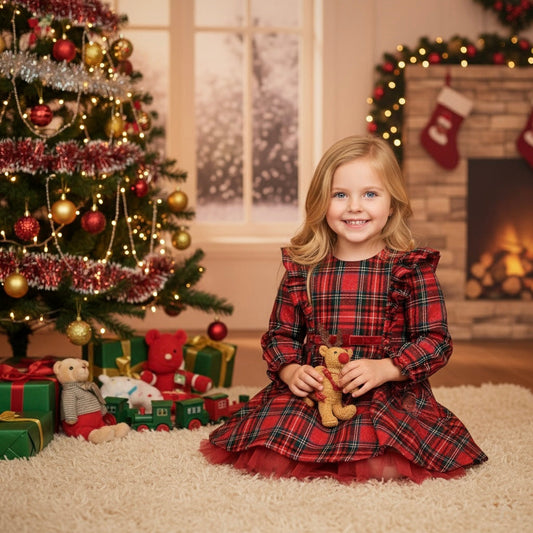 Red Plaid Sparkle Dress