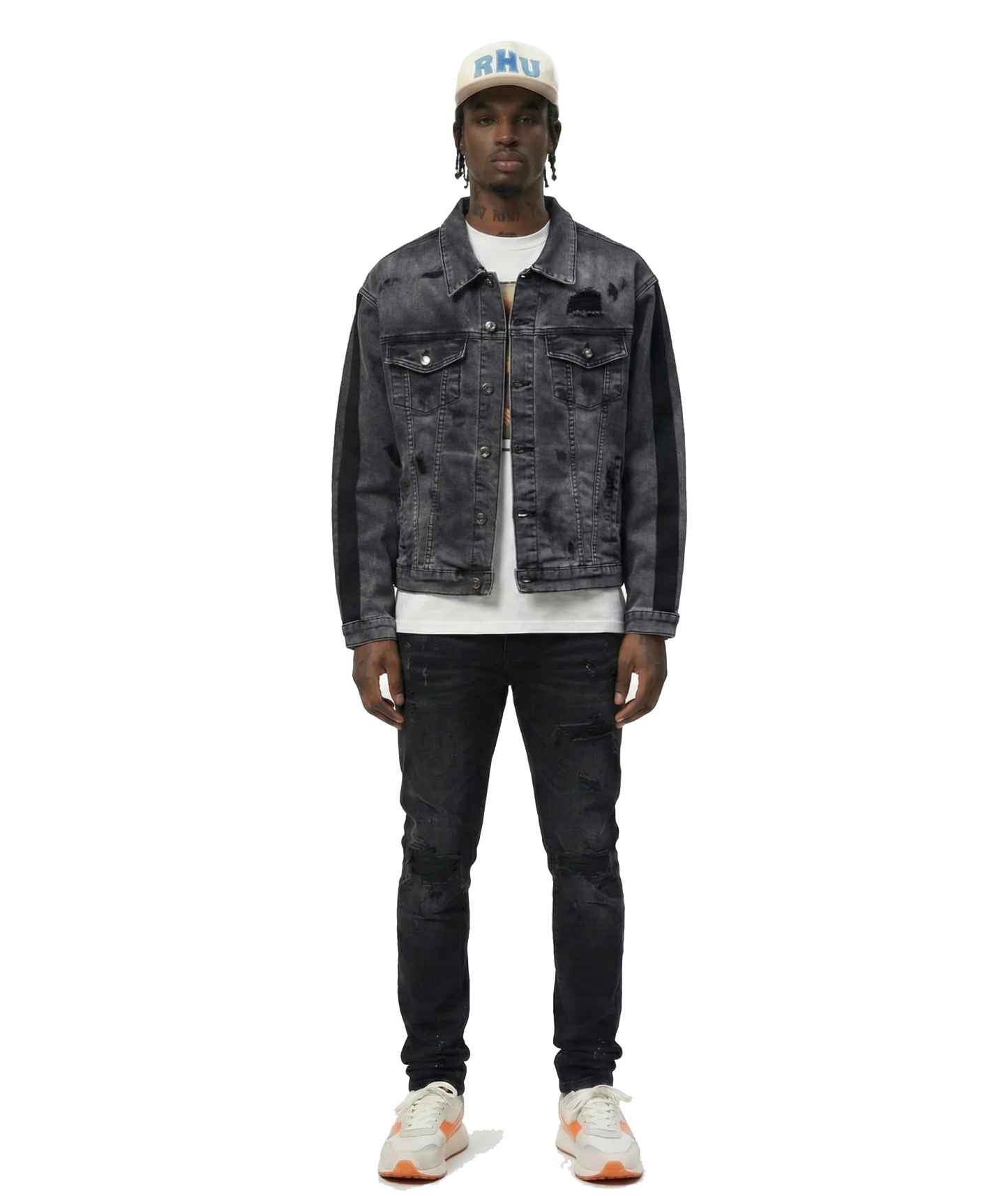 Ranch Premium Washed Sleeve Contrast Taping Denim Jacket