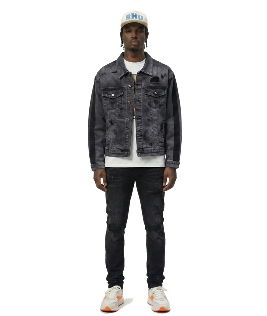 Ranch Premium Washed Sleeve Contrast Taping Denim Jacket