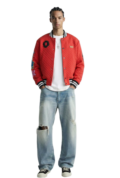 ROJO Waffle Square Pattern Jacket with patches