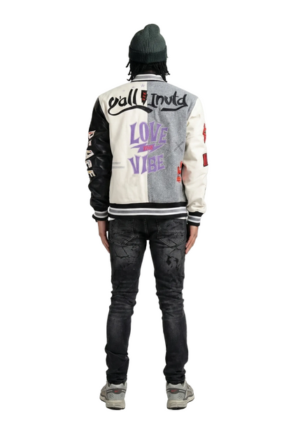 CAPELLA Men's Melton Body with Faux Leather Sleeve Varsity Jacket