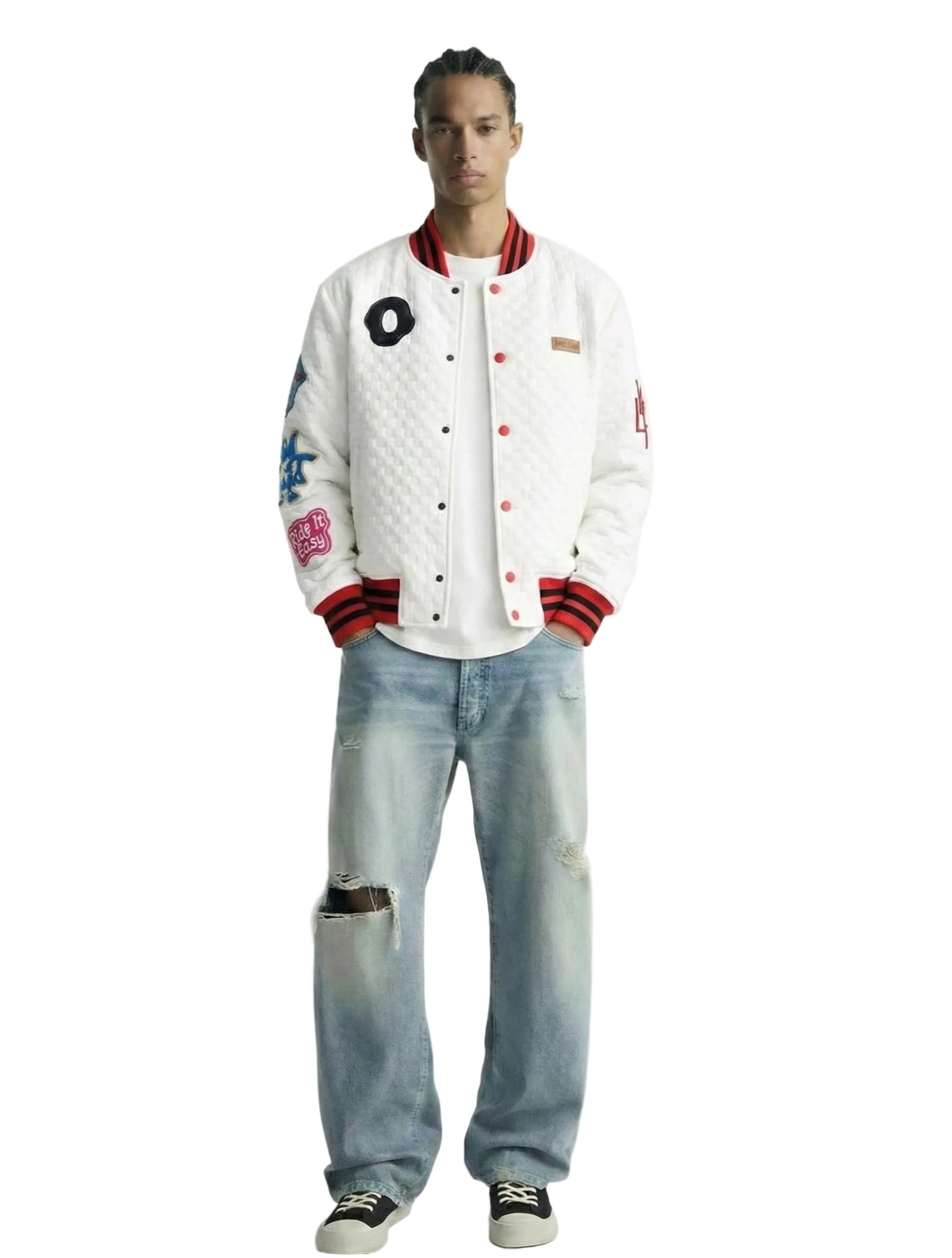 BLANCO Waffle Square Pattern Jacket with patches