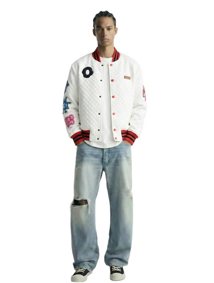 BLANCO Waffle Square Pattern Jacket with patches