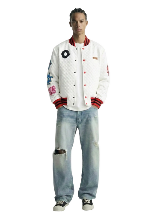 BLANCO Waffle Square Pattern Jacket with patches