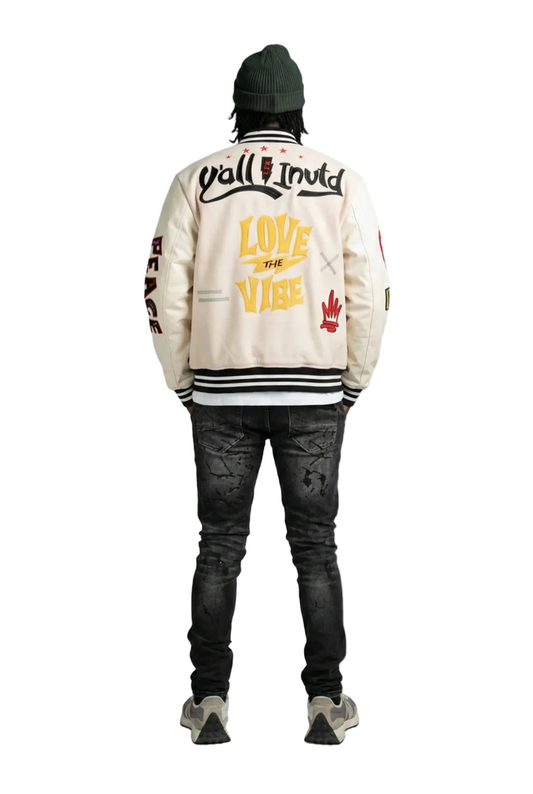 VUE Men's Melton Body with Faux Leather Sleeve Varsity Jacket