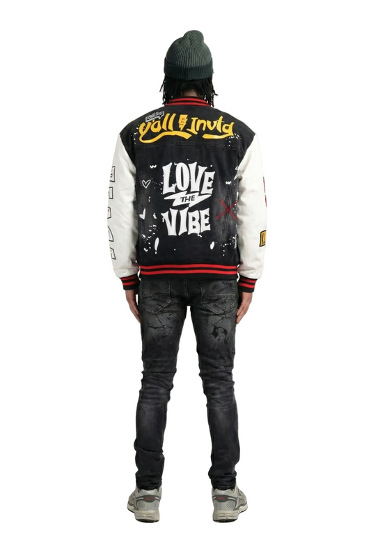 NEW VERTE Padded Washing Denim Bomber Jacket