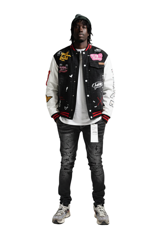 NEW VERTE Padded Washing Denim Bomber Jacket