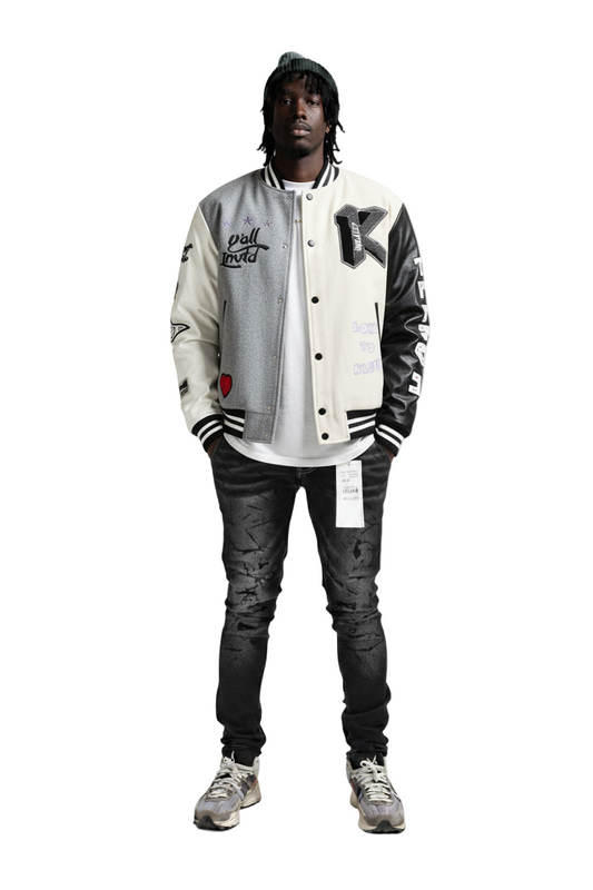 CAPELLA Men's Melton Body with Faux Leather Sleeve Varsity Jacket