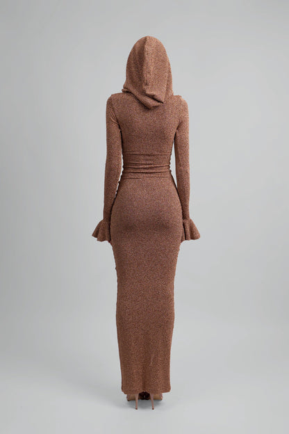 Govina Long Sleeve Copper Event Dress
