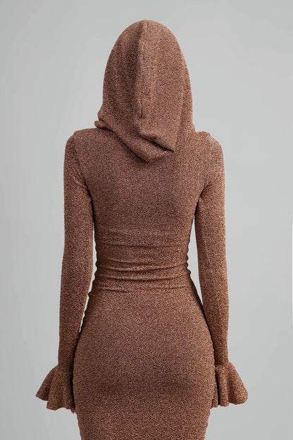 Govina Long Sleeve Copper Event Dress