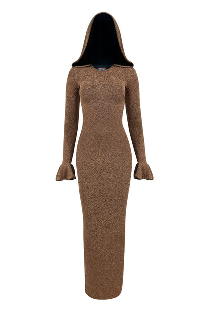 Govina Long Sleeve Copper Event Dress