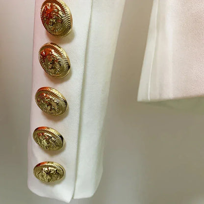 TOP QUALITY New Fashion 2024 Designer Jacket Women's Classic Double Breasted Metal Lion Buttons Blazer Outer Size S-5XL