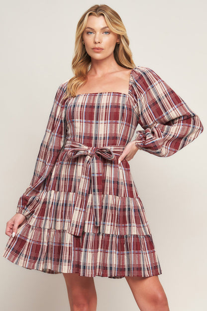HONEY HUG PLAID MINI DRESS