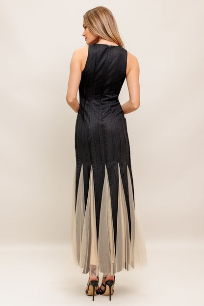 NOIR TULLE BLACK KNIT MAXI DRESS