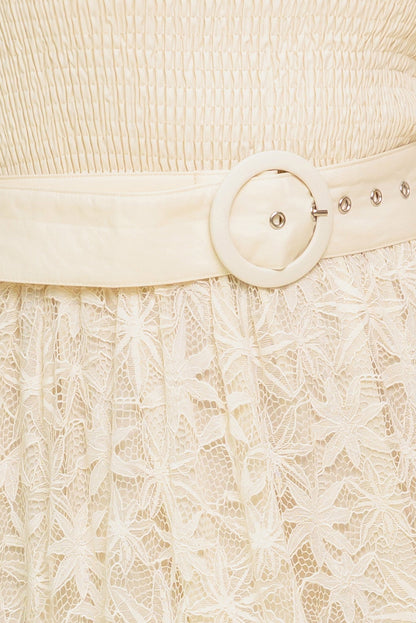 PARADISE AWAITS WOVEN LACE ANKLE DRESS