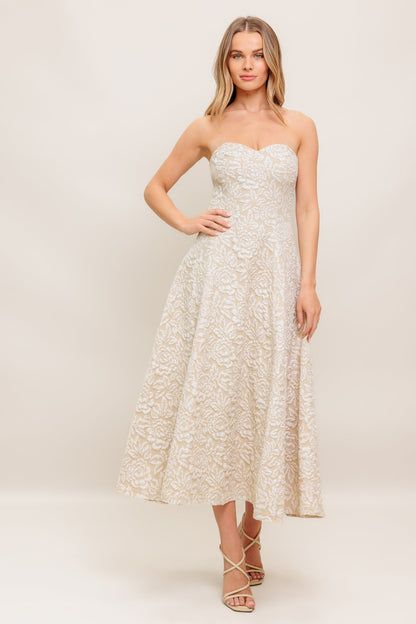 ELEGANT BLOSSOM WOVEN MIDI DRESS