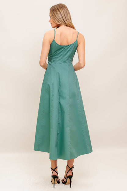 VERDE ELEGANTE WOVEN MIDI DRESS