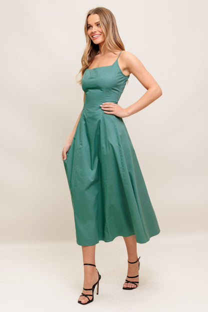 VERDE ELEGANTE WOVEN MIDI DRESS