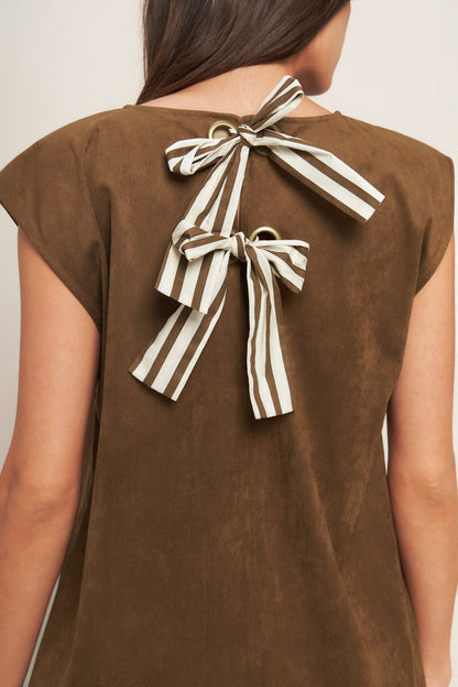 QUIET LUXURY EDGE FAUX SUEDE MIDI SHIFT DRESS