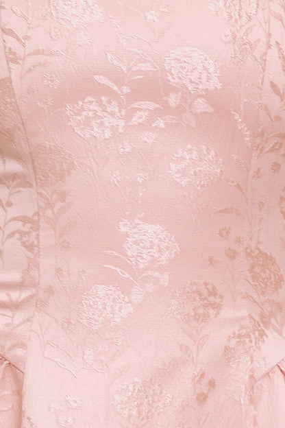 SWEET BLOOM WOVEN JACQUARD SATIN MINI DRESS