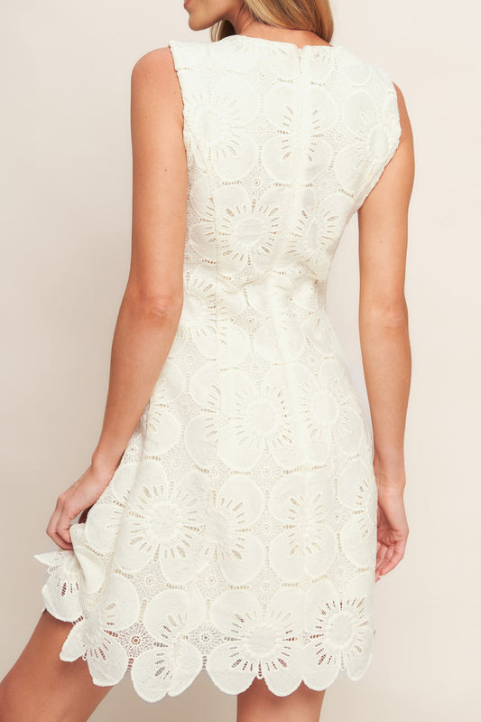 AUTUMN BLOOM VINTAGE IVORY WOVEN LACE MINI DRESS