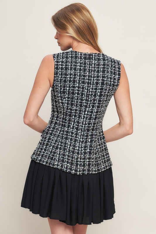 MODERN ICON TWEED WOVEN MINI DRESS