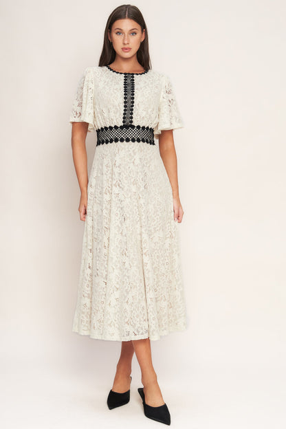 PETITE LUNE WOVEN LACE MIDI DRESS