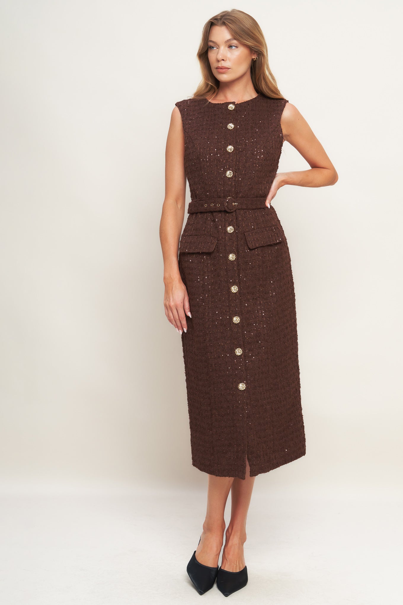 LOVELY HERITAGE TWEED MIDI DRESS