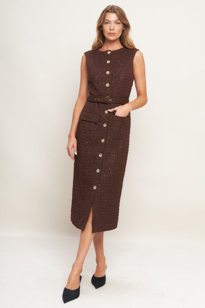 LOVELY HERITAGE TWEED MIDI DRESS