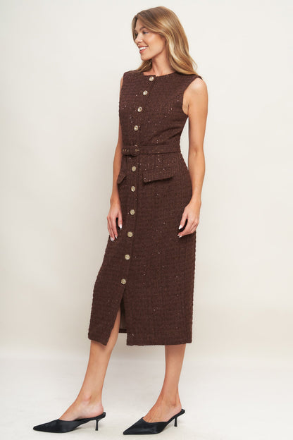 LOVELY HERITAGE TWEED MIDI DRESS