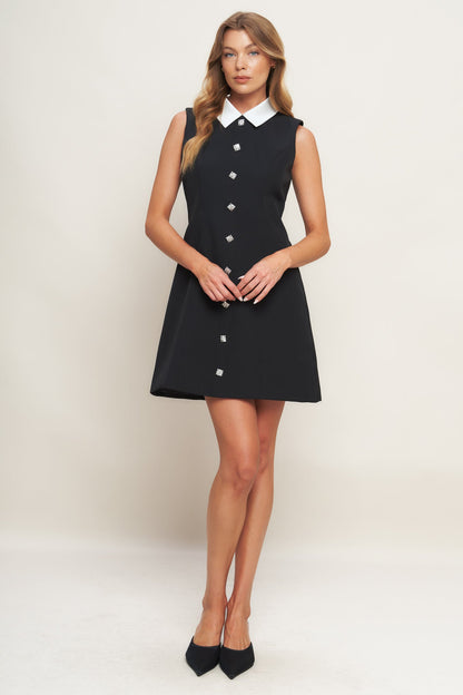 LOVELY MOMENT BLACK WOVEN MINI DRESS