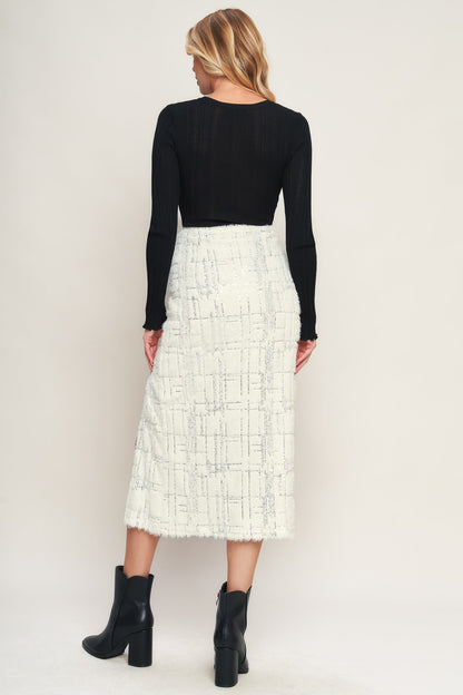 MADE YOU MY WORLD WOVEN MIDI SKIRT