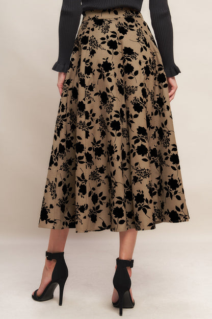CLASSIC BLOOM LOOK WOVEN FLOCKING CIRCLE SKIRT